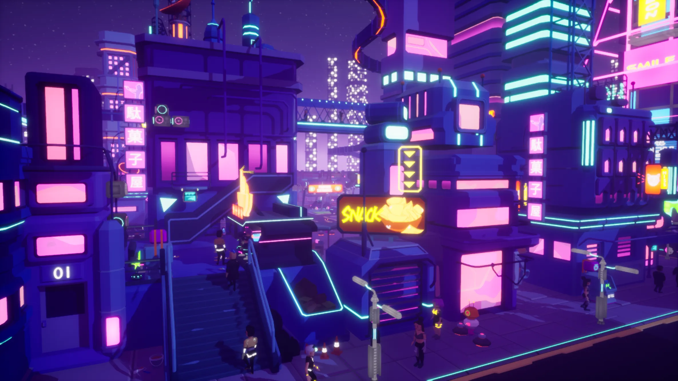 Stylized Lowpoly Cyberpunk City, image 8