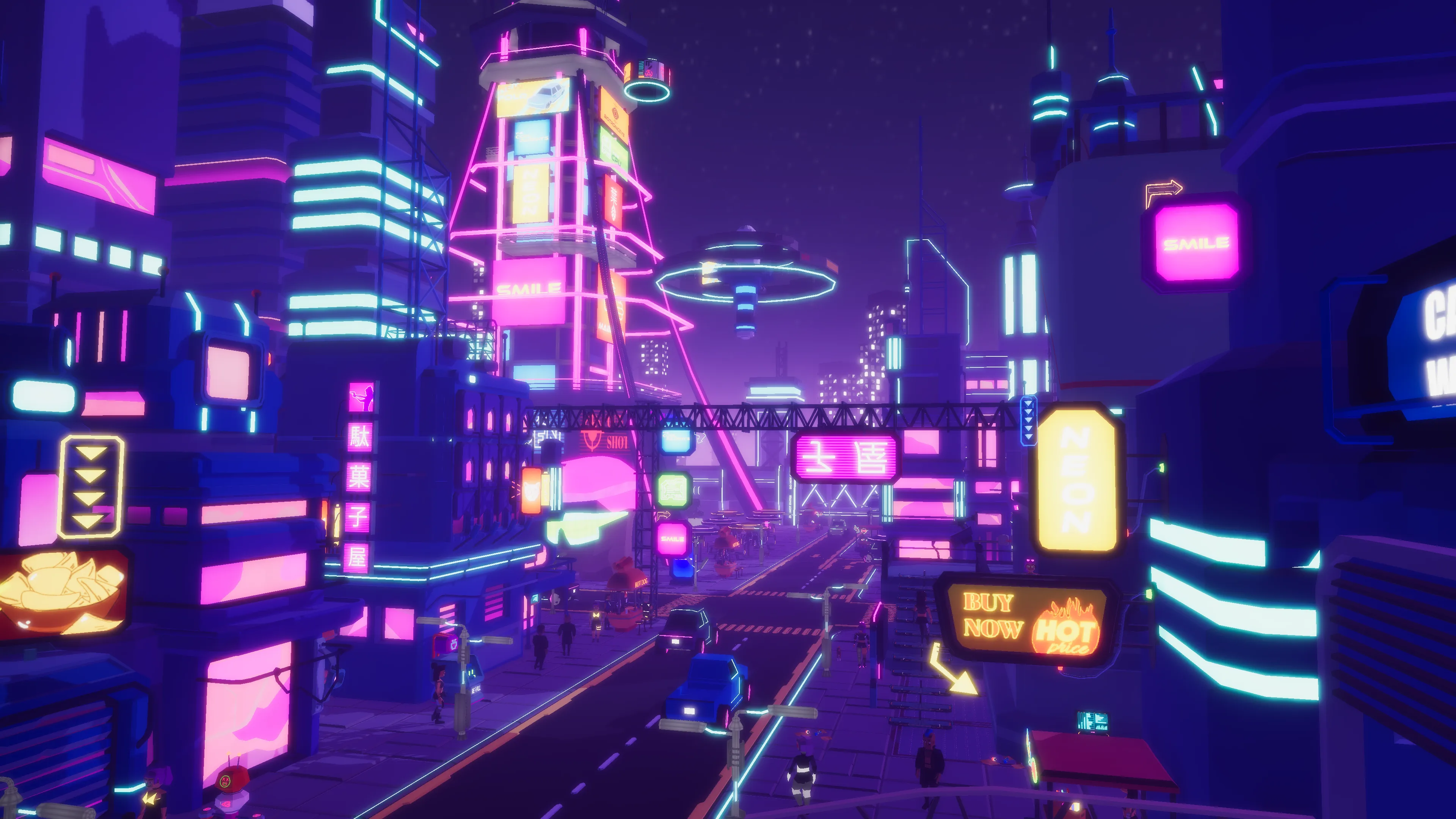 Stylized Lowpoly Cyberpunk City, image 30