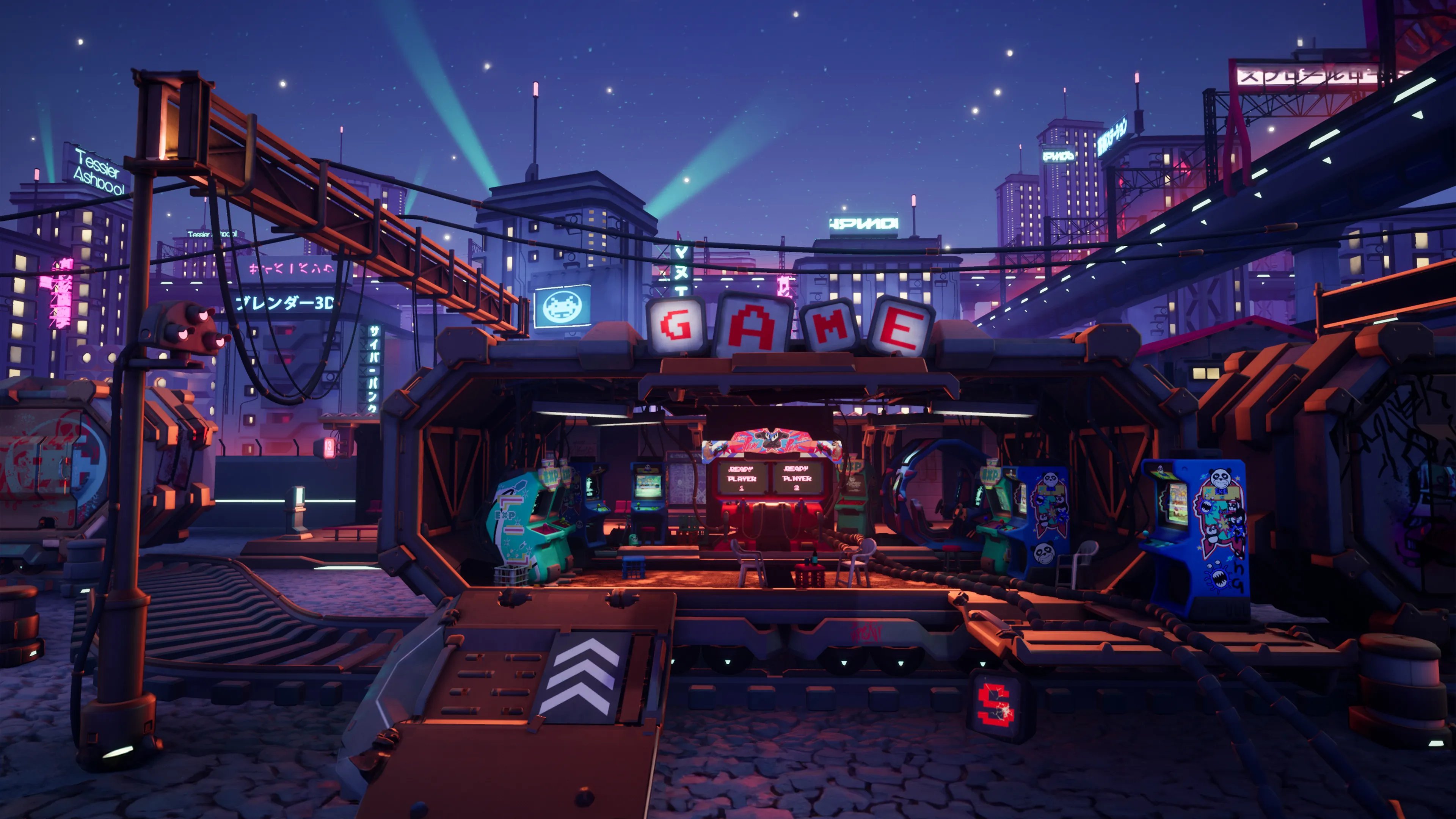 Stylized Cyberpunk Arcade, image 2