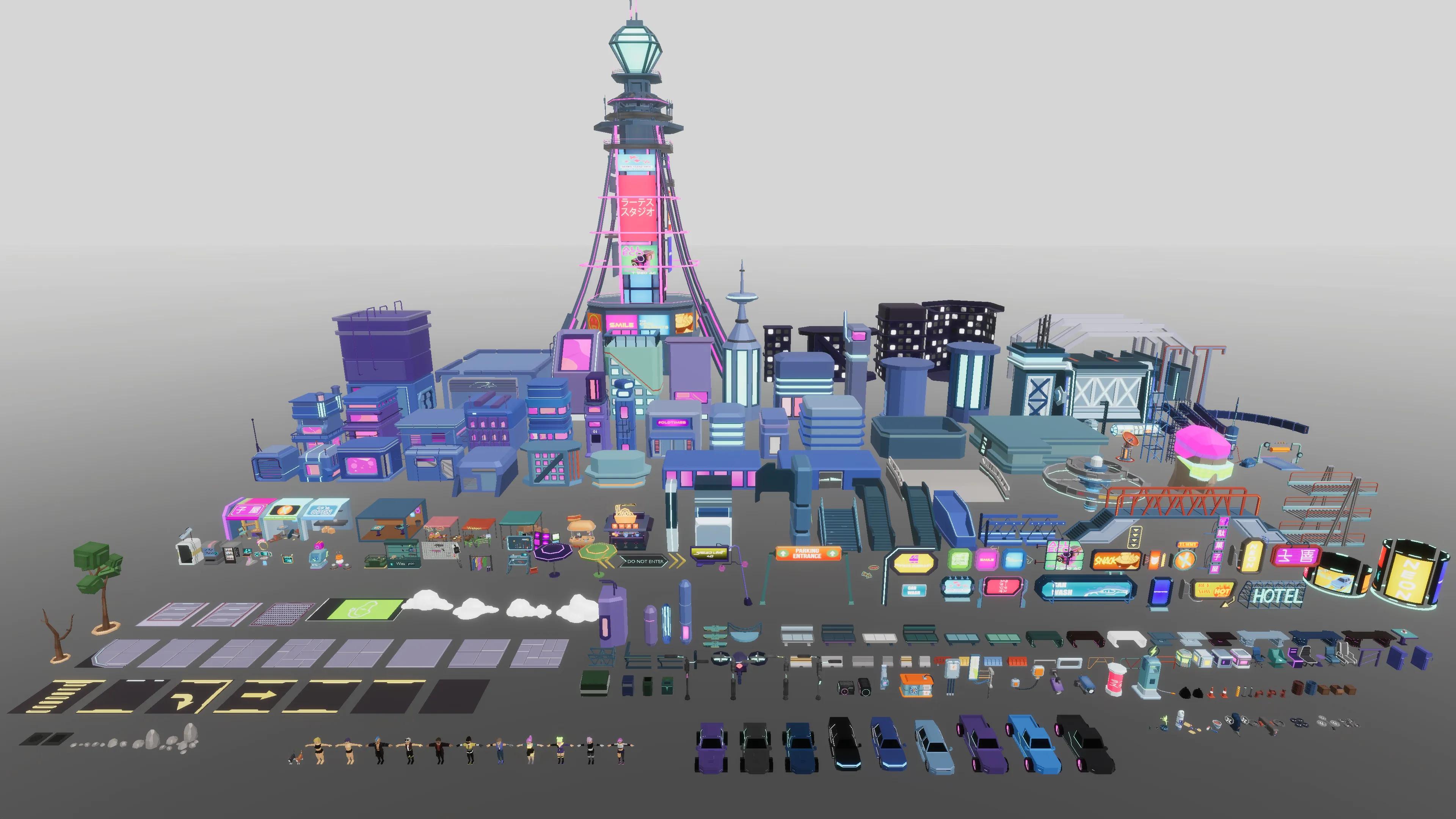 Stylized Lowpoly Cyberpunk City, image 31