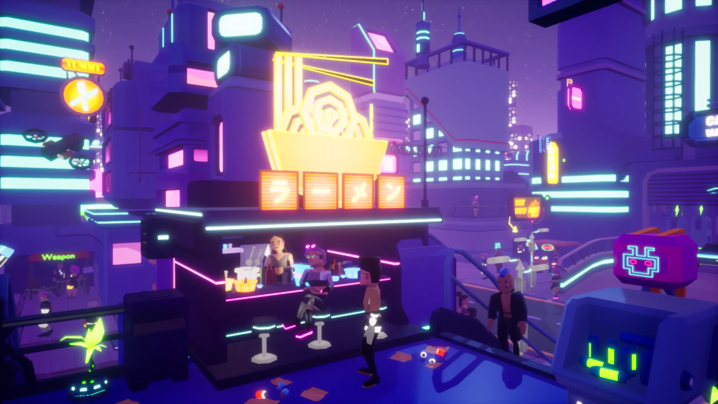 Stylized Lowpoly Cyberpunk City, image 3