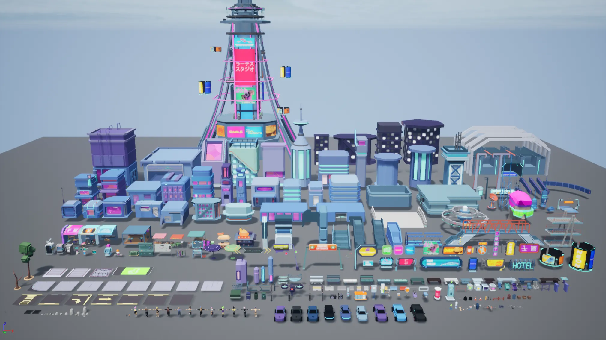 Stylized Lowpoly Cyberpunk City, image 11