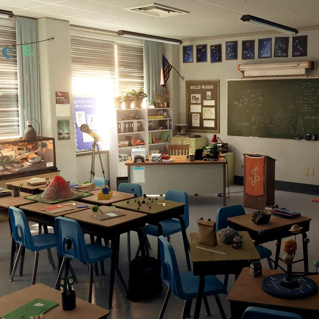 High school Science Lab Classroom - 90's themed | Cosmos by Leartes