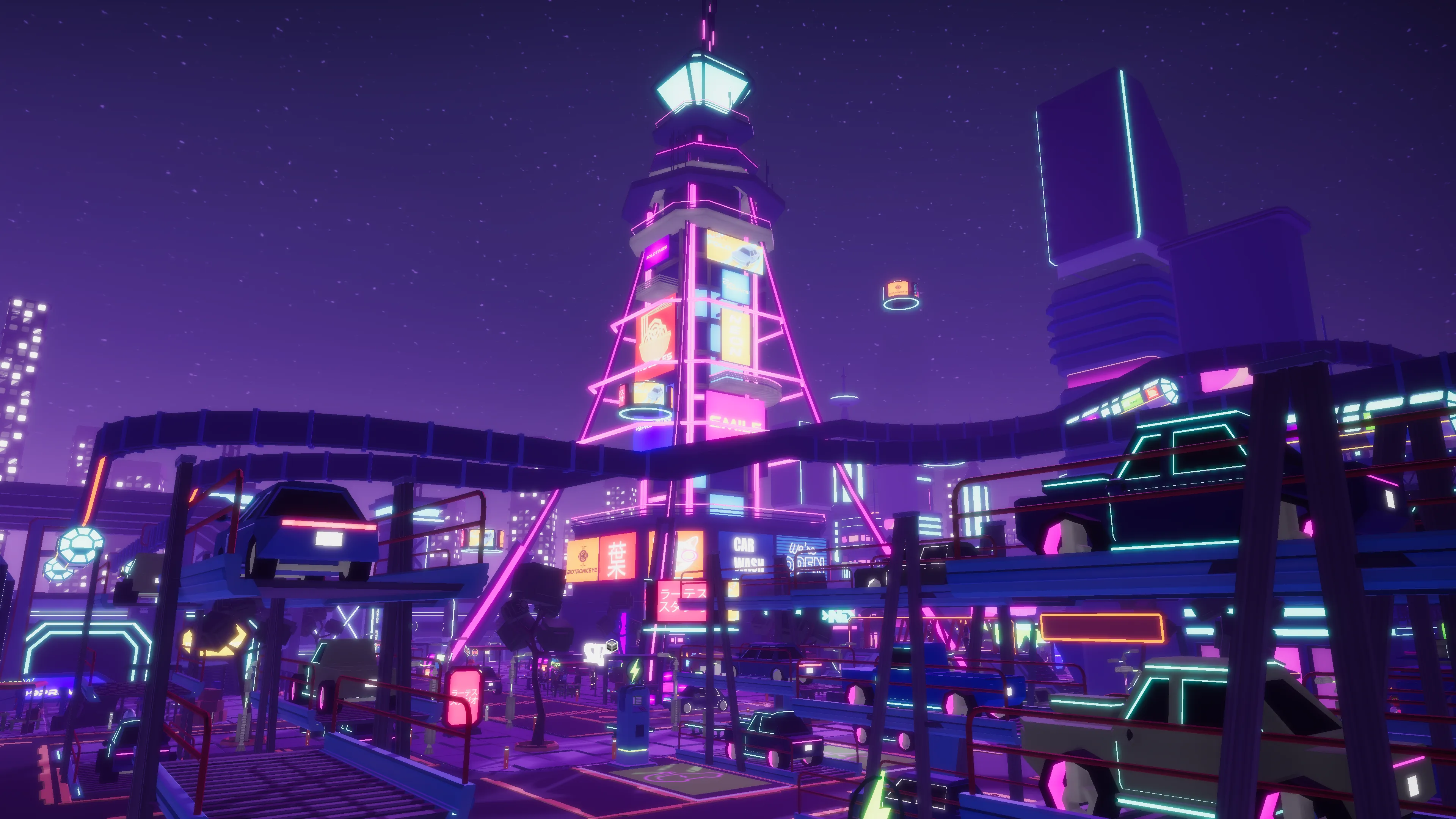 Stylized Lowpoly Cyberpunk City, image 25