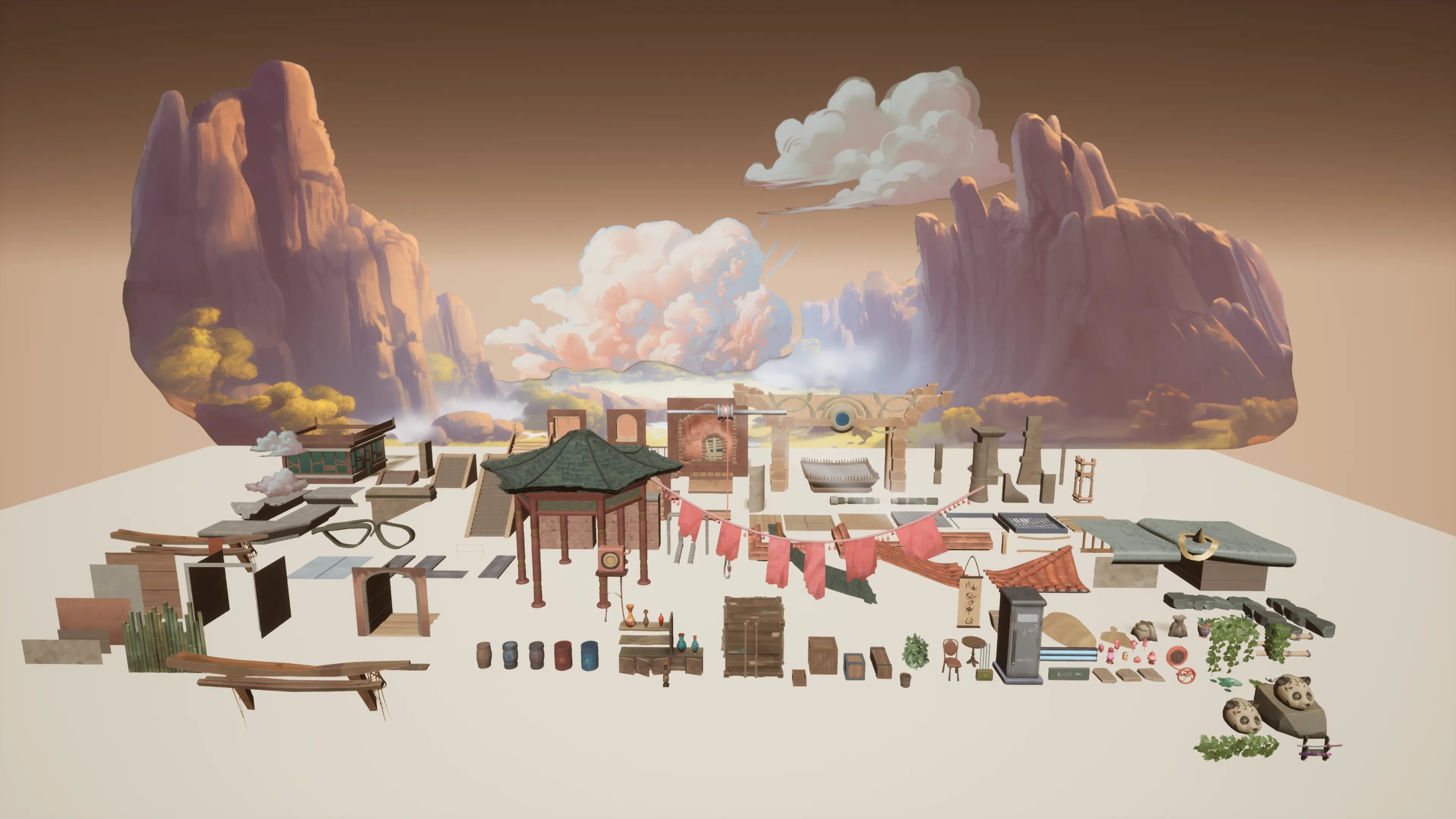 Stylized Asian Temple, image 11