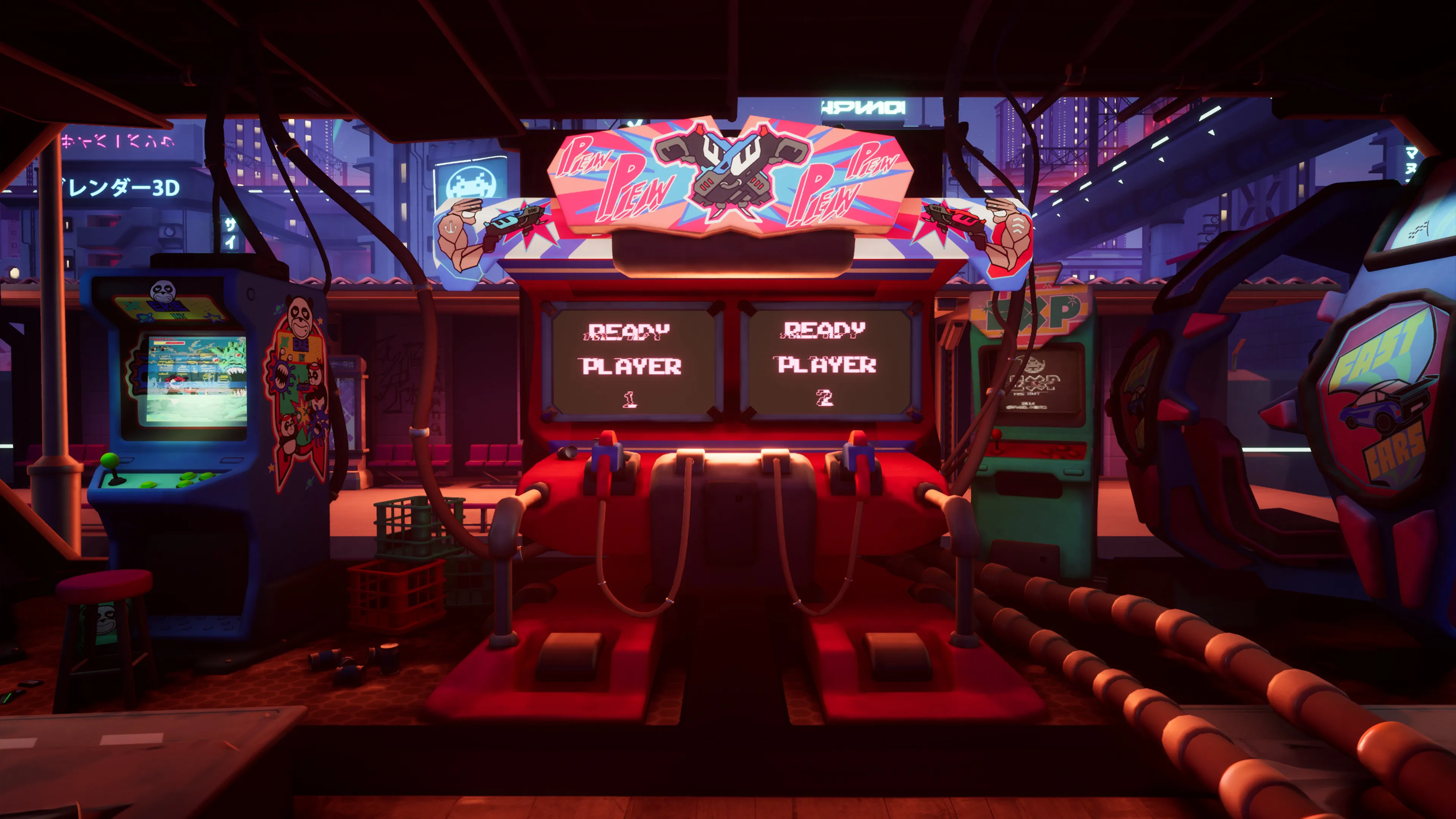 Stylized Cyberpunk Arcade, image 4