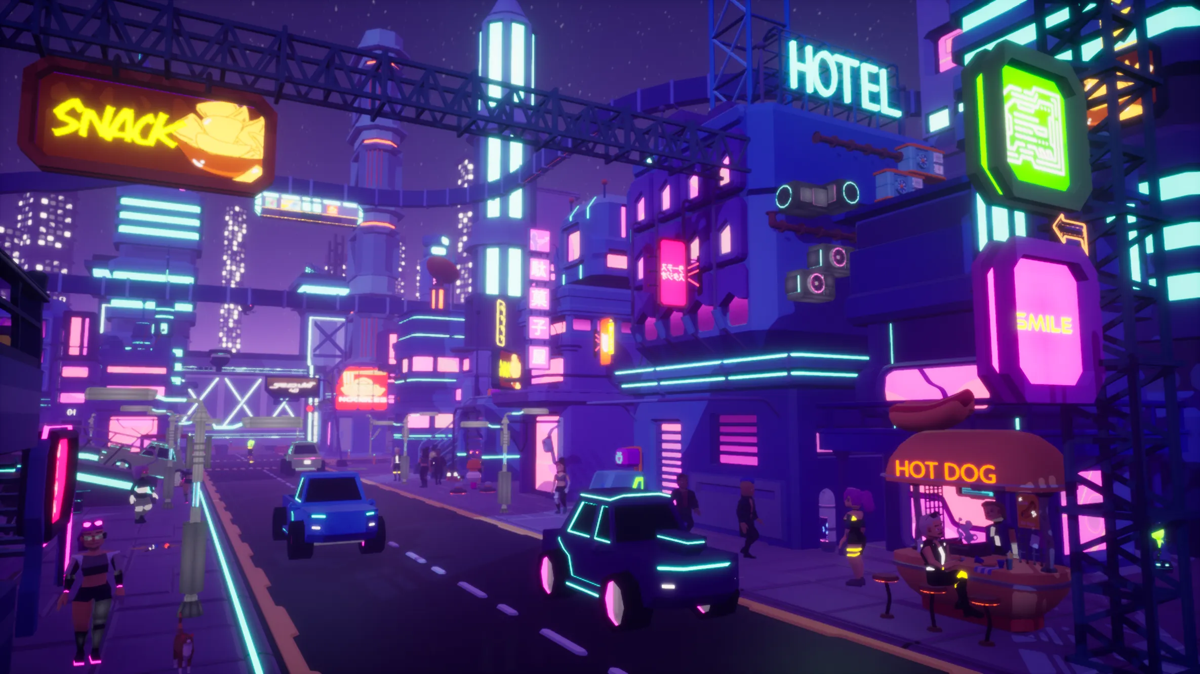 Stylized Lowpoly Cyberpunk City, image 2