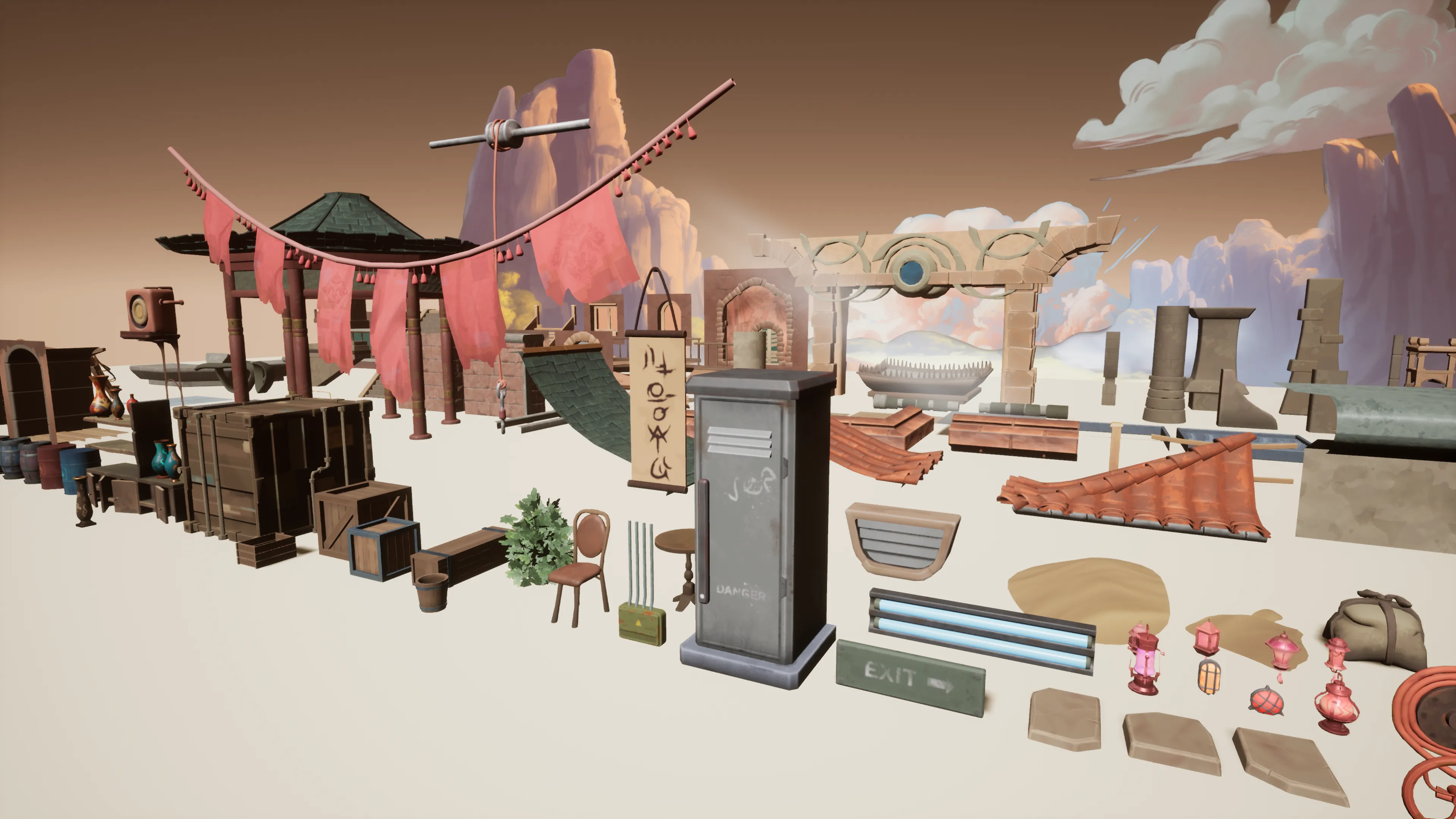 Stylized Asian Temple, image 14