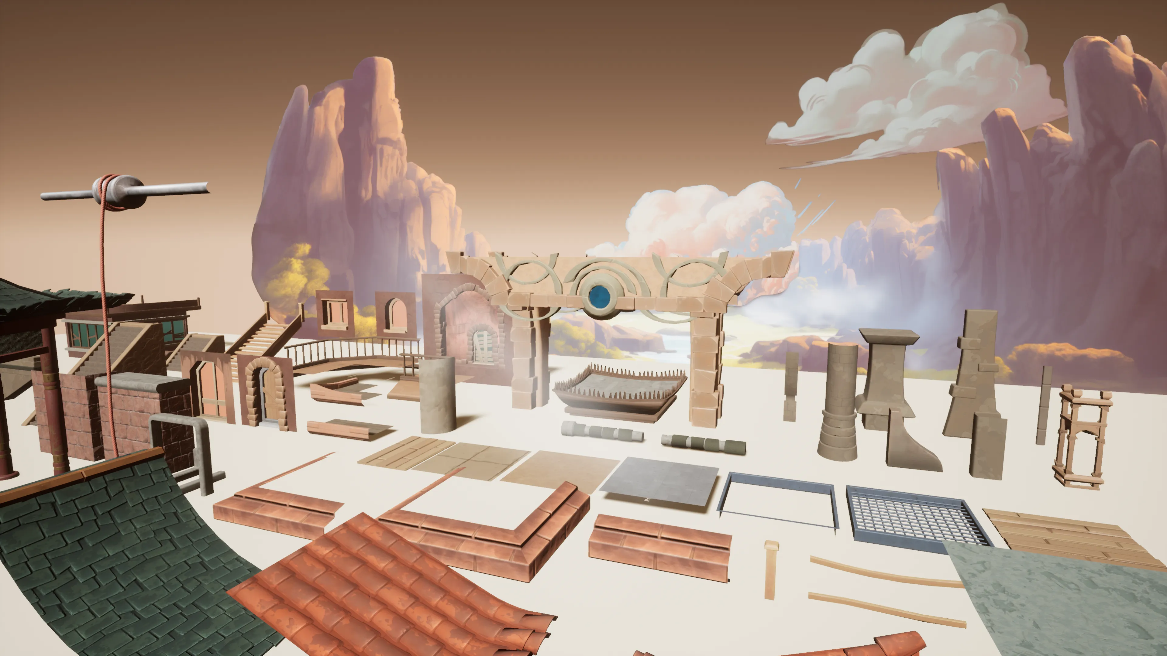 Stylized Asian Temple, image 12