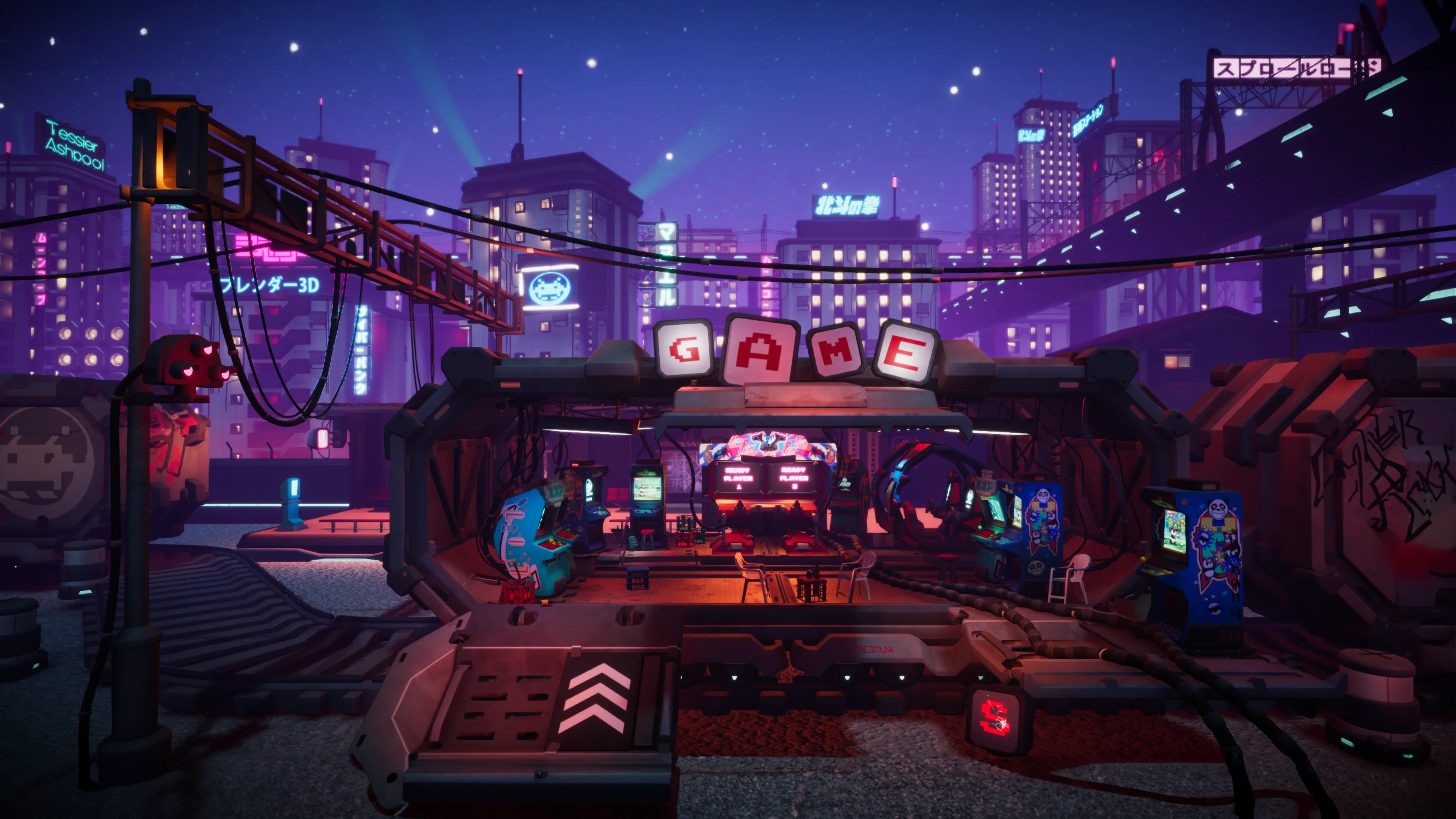 Stylized Cyberpunk Arcade, image 12