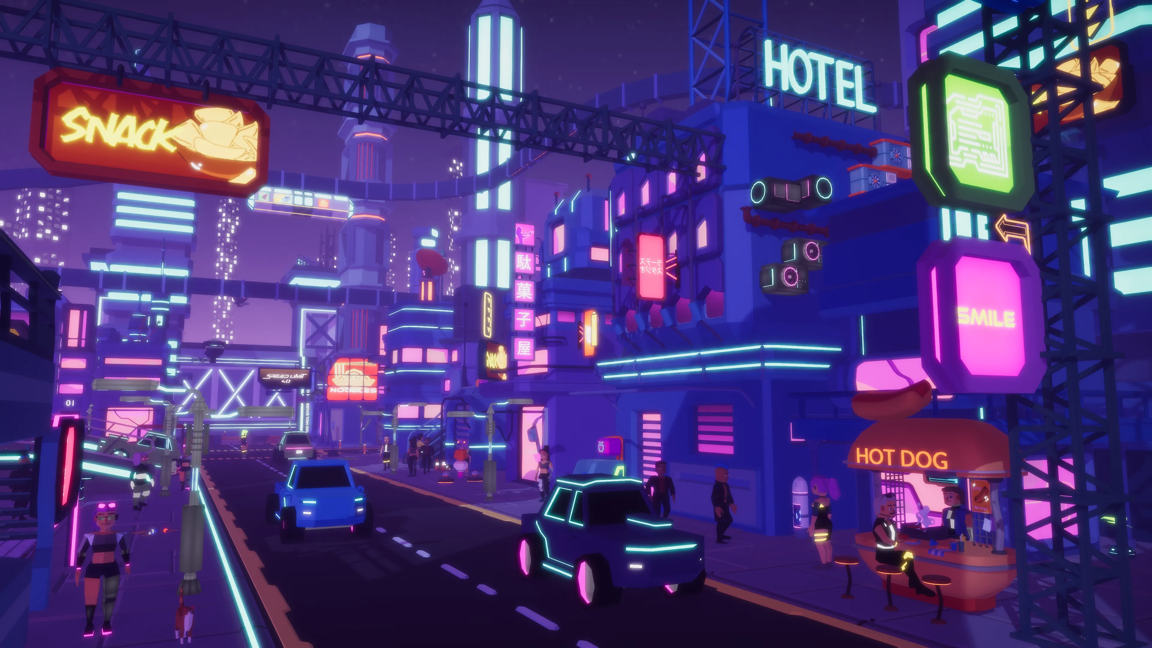Stylized Lowpoly Cyberpunk City, image 22